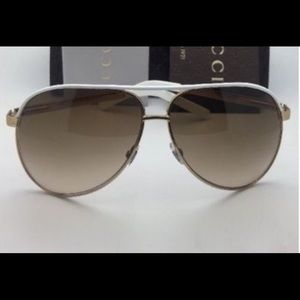 GUCCI aviator sunglasses white gold