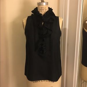 J.Crew Victoria Ruffle Silk Top in Black P8