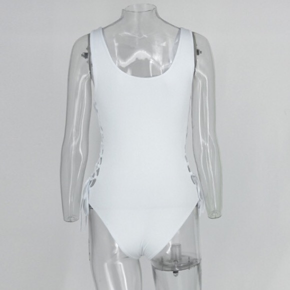 NEW! White Lace-up Monokini and Bodysuit - Picture 5 of 7
