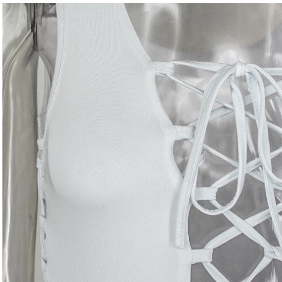 NEW! White Lace-up Monokini and Bodysuit - Picture 6 of 7