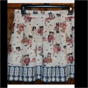 NWT.   ANNA SUI 2015.  SZ 8.  Feline print skirt.