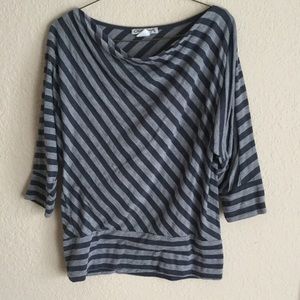 Charcoal and white striped blouse