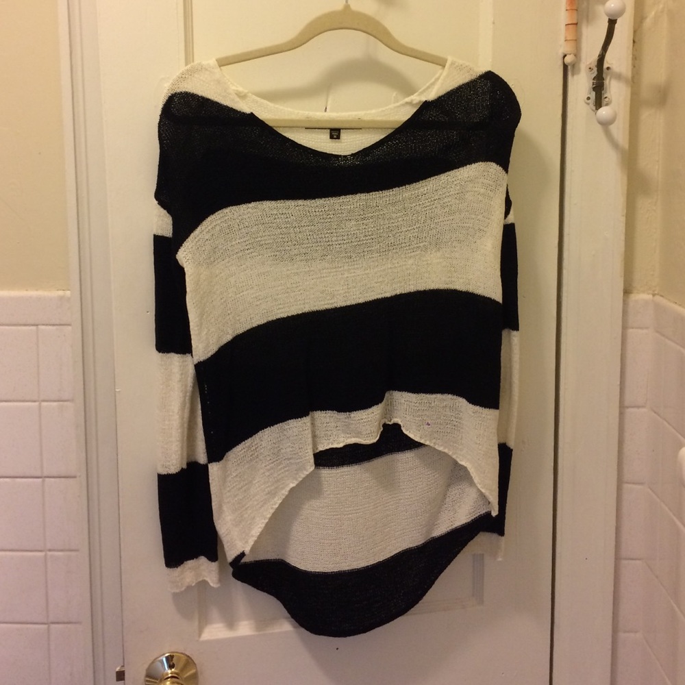 White and black sweater