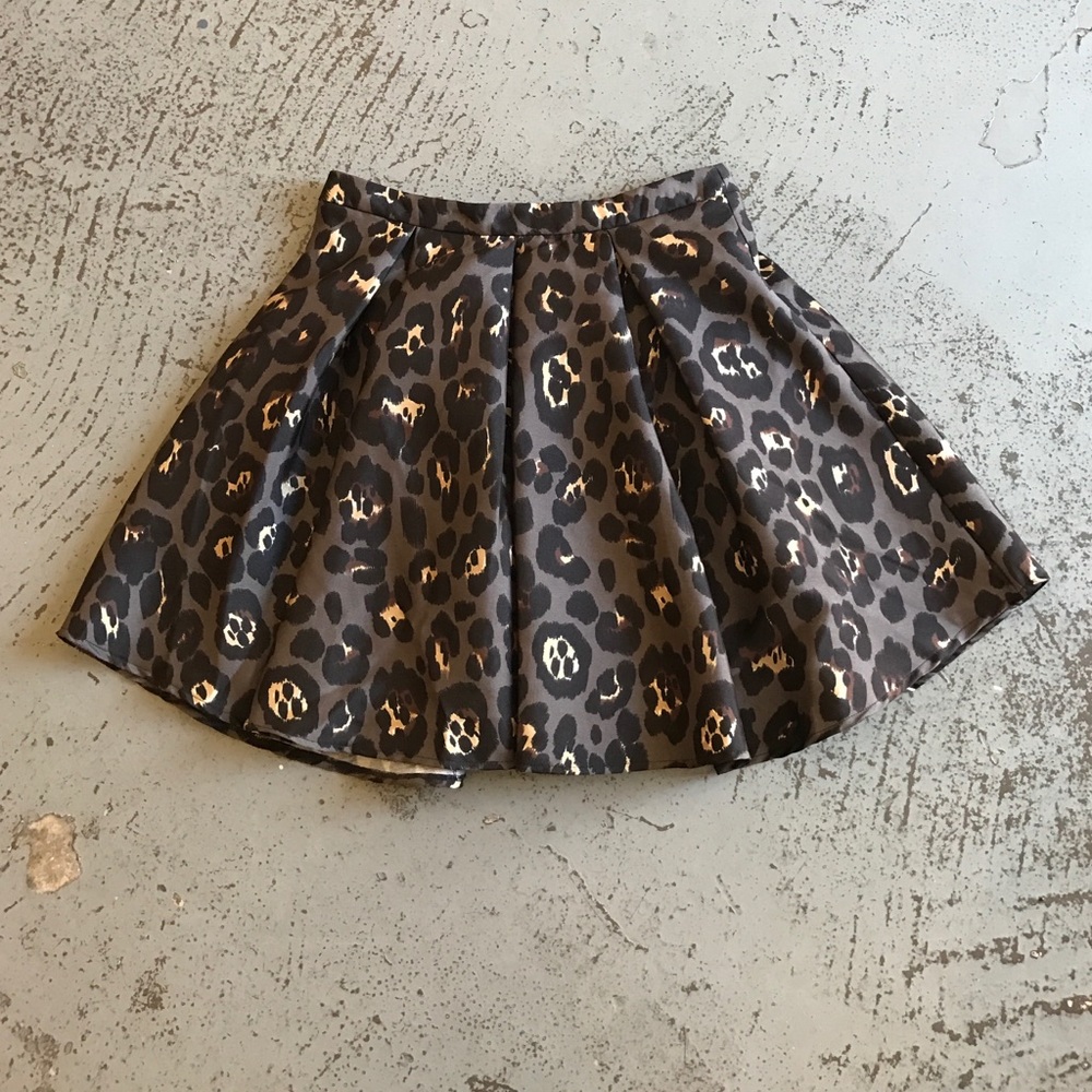 Pleated Leopard A-Line Mini
