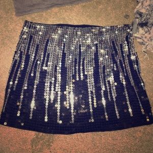 Shimmery black & silver Bebe mini skirt