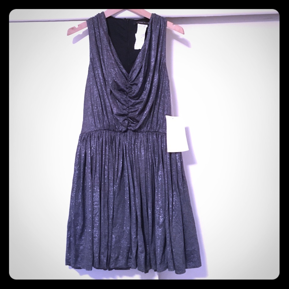 CYNYHIA STEFFE METALLIC SILVER DRESS