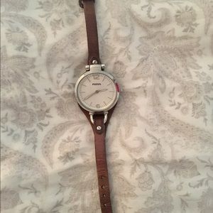 Fossil watch with leather strap