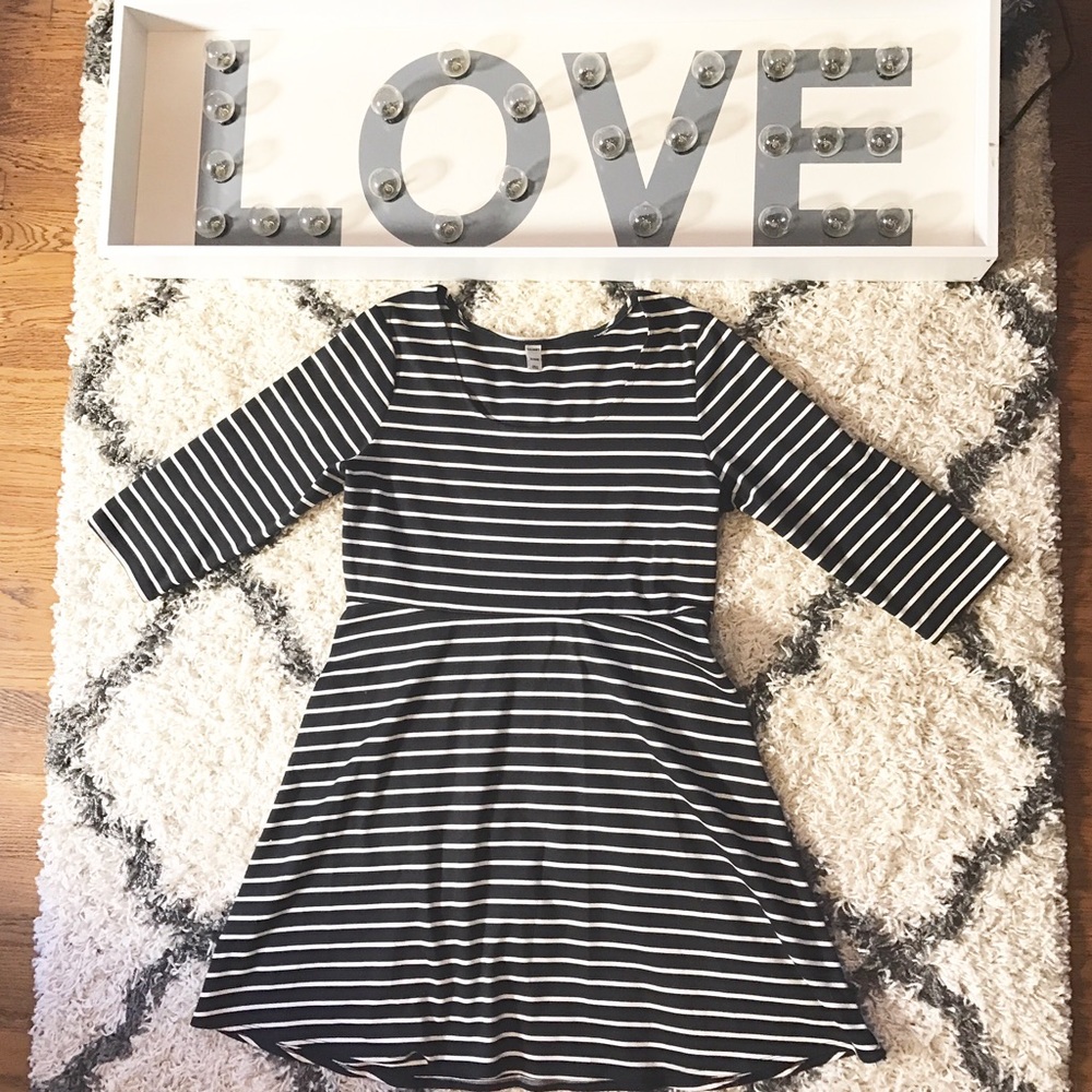 Black and white striped dress