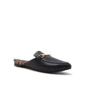 Designer inspired loafer mules with fur