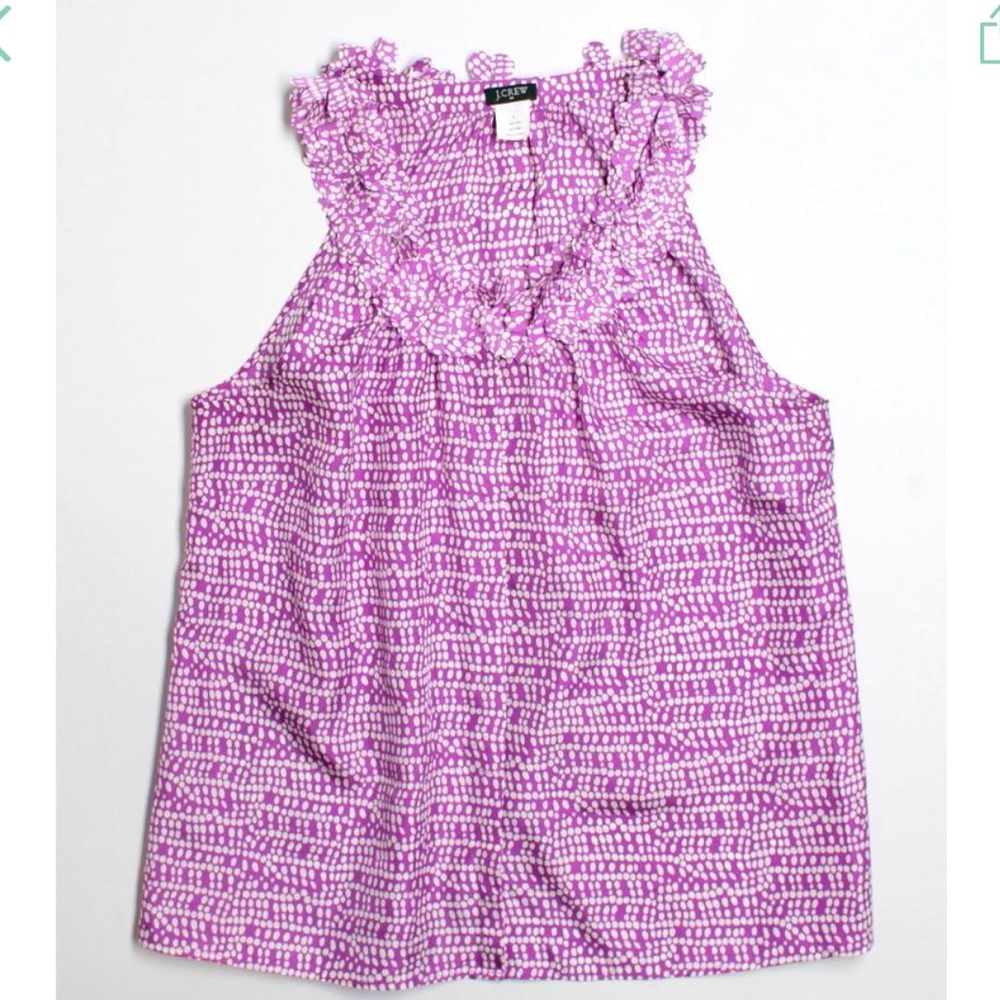 JCrew Silk top button closure and petal ruffle