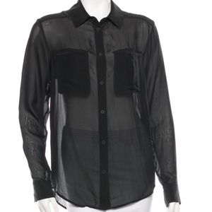 T by Alexander Wang Silk Long Sleeve Blouse