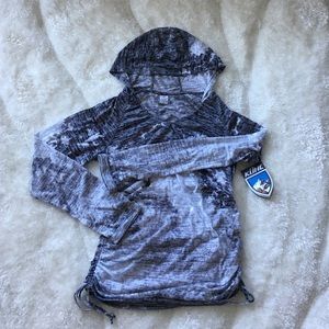 Gray and white athletic top