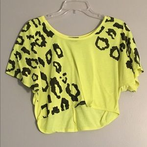 Neon yellow cheetah print crop top