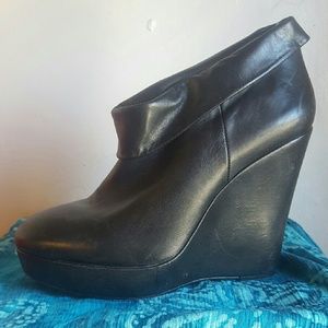 Leather Wedge Platform Bootie