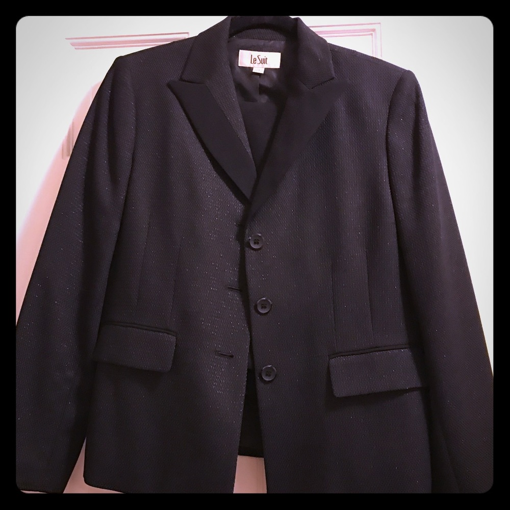 Black tuxedo style skirt suit