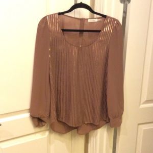 blouse w sequence on front and buttons down back