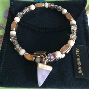 Alex and Ani rose quartz beaded bracelet