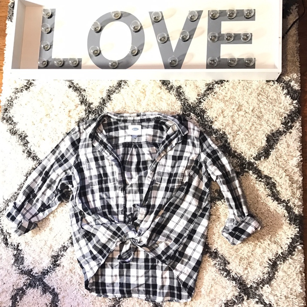 Black and white soft plaid shirt