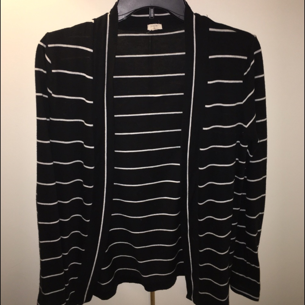 Striped black and white J. Crew cardigan