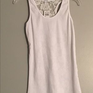 Delias tank with floral lace back