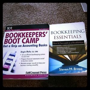 Bookkeeping textbooks from college.