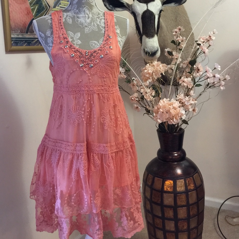 Cute Embroidered layered dress . Use only once !