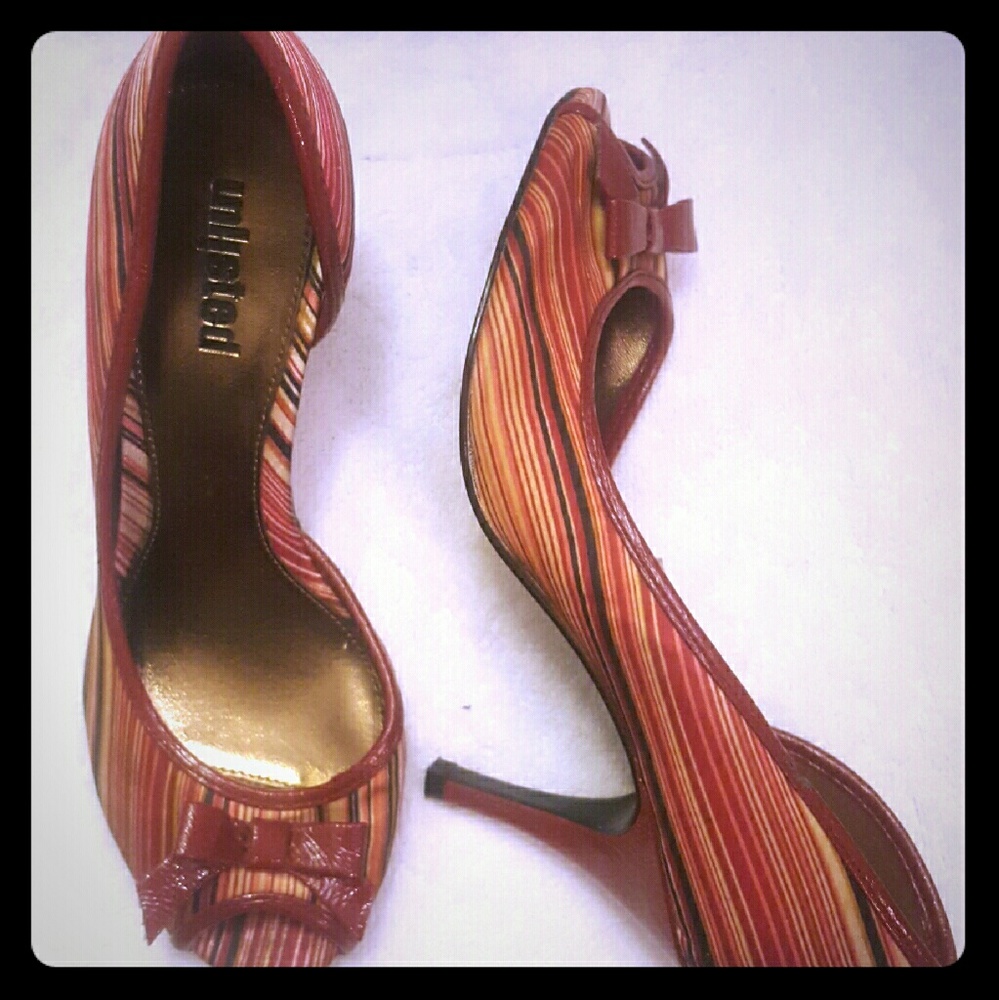 Unlisted by Kenneth Cole Striped Peep Toe Heels