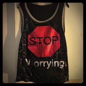📌STOP WORRYING! 💊 sequined tank top.