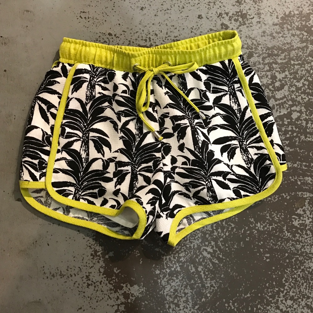 Lime palm print shorts