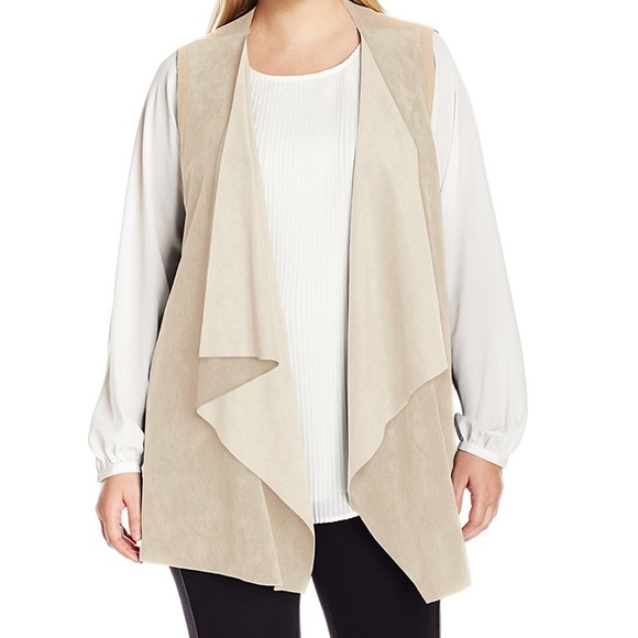 CALVIN KLEIN "Suede" Beige Drape Vest (L) - Picture 1 of 2