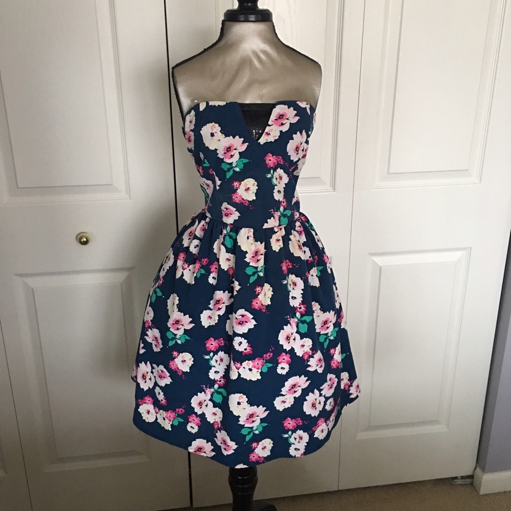 Strapless Floral Dress