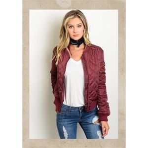 Host Pick Burgundy Quilted Bomber Jacket