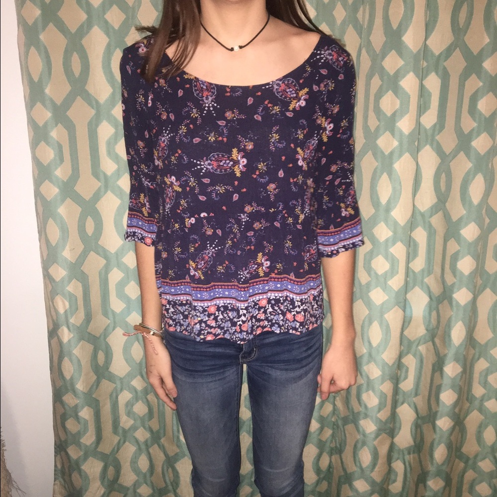 Blue paisley top