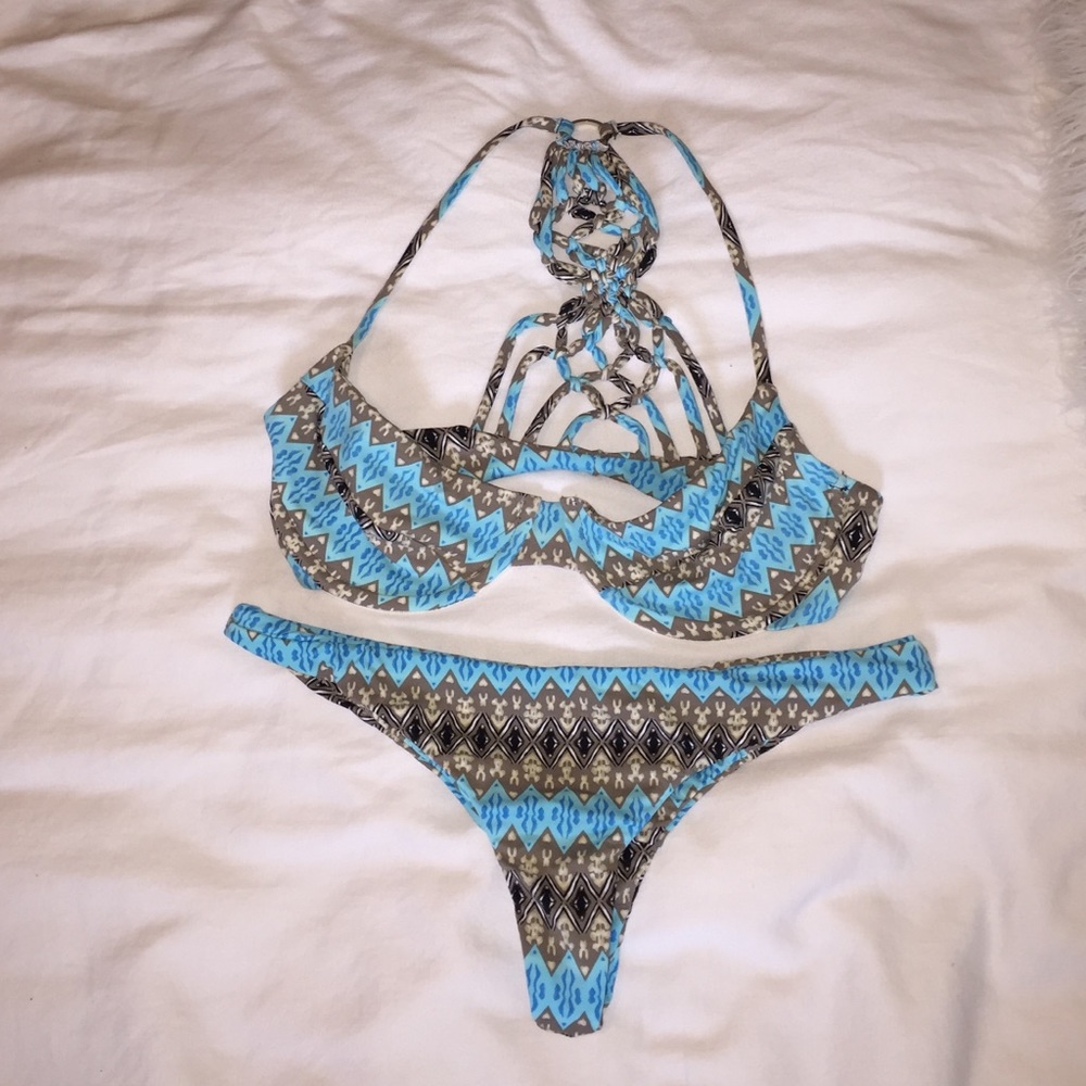 Frankie's Bikinis Blue Ikat set