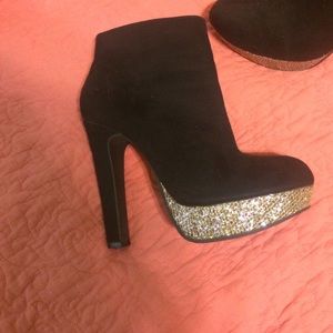 Black suede platform booties