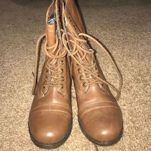 Brown combat boots