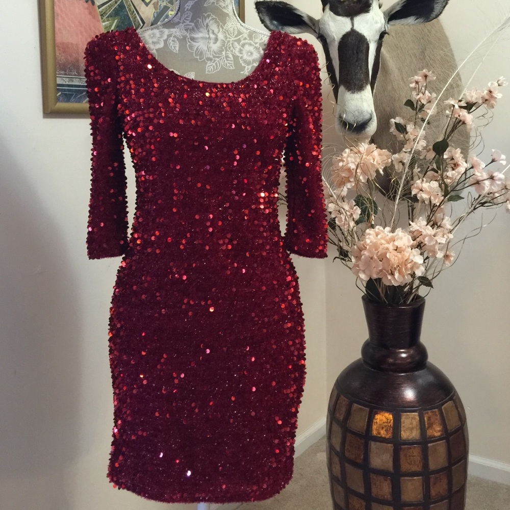 Red sequined dress beautiful