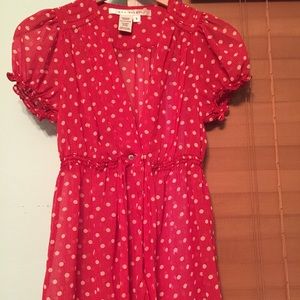 Red polka dot blouse