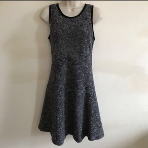 Jcrew tweed flare dress in black and white