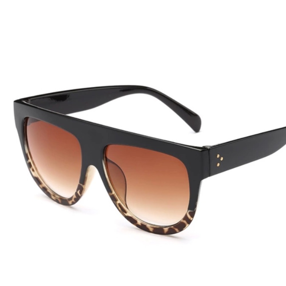 Beth Black & Leopard Flat Top Sunnies Sunglasses - Picture 2 of 6