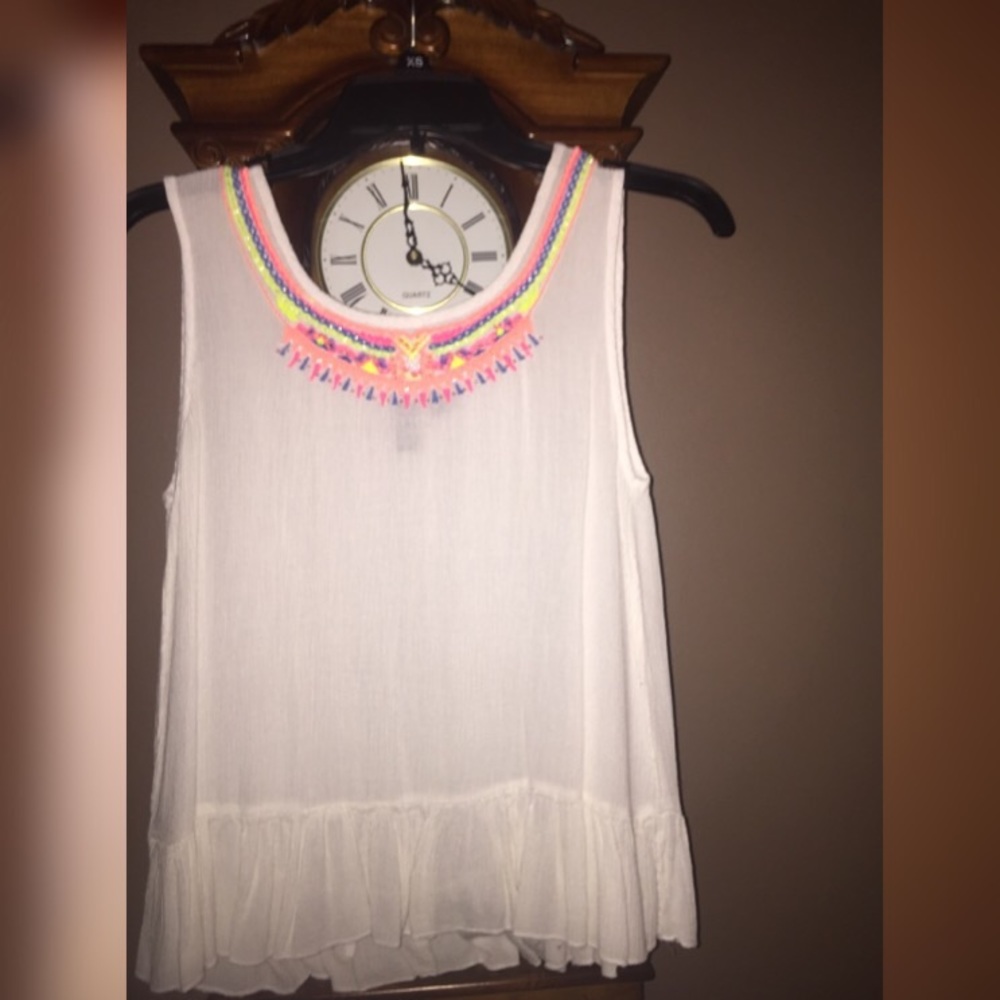White beaded tank top