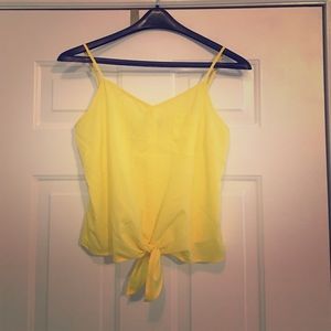 Yellow tie front crop top