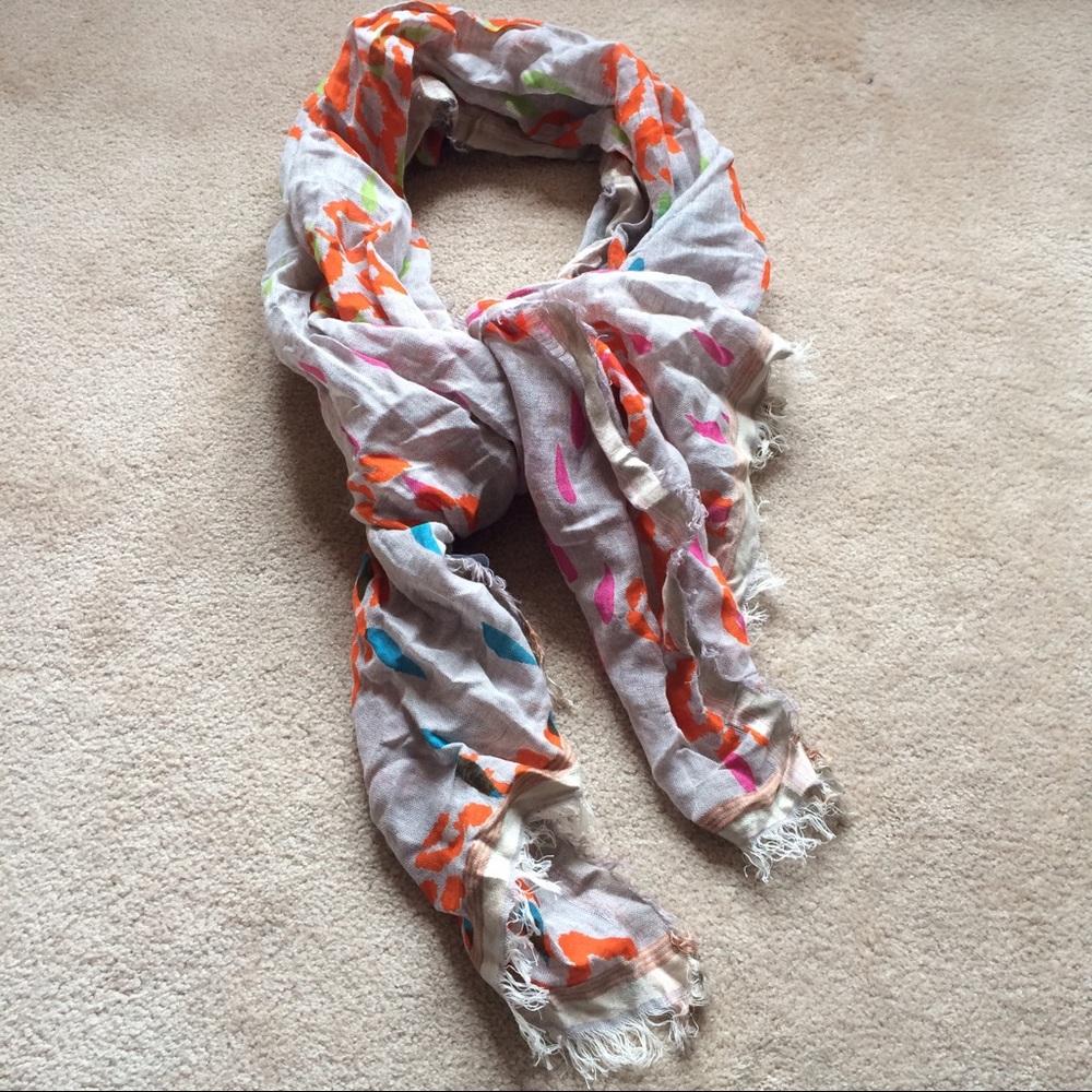 Colorful Scarf, Light Gray Printed Scarf, Multi