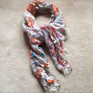Colorful Scarf, Light Gray Printed Scarf, Multi