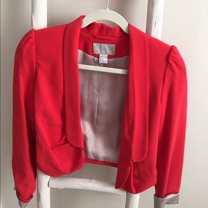 H&M Cropped Red Blazer with shoulder detail.
