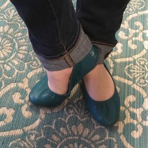 Dark teal flats