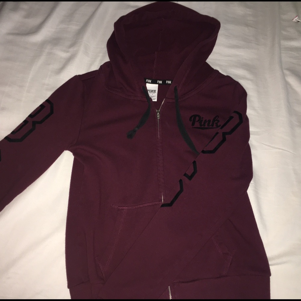 Victoria's Secret PINK Zip Up Hoodie Burgundy