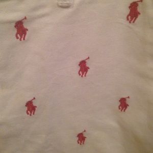 Ralph Lauren white shorts with red Polo horses