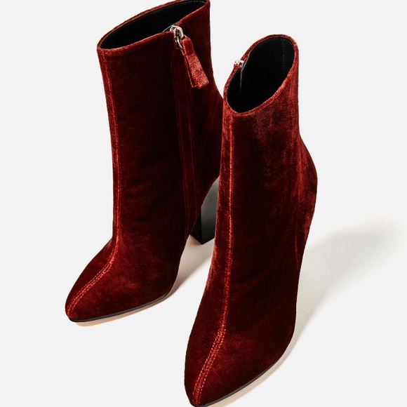 ZARA VELVET HIGH HEEL ANKLE BOOT - Picture 2 of 4