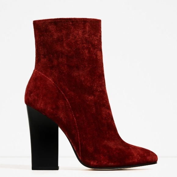 ZARA VELVET HIGH HEEL ANKLE BOOT - Picture 3 of 4